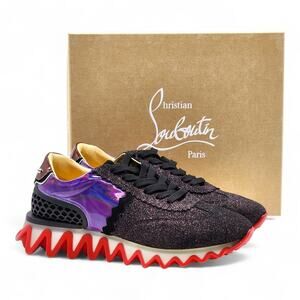Christian Louboutin Loubishark Black Purple Red Sneakers EU 44.5 US 11.5 - NWB